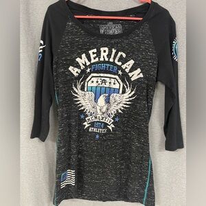 American Fighter Charcoal and White Logo Tee